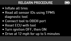 Relearn Procedure Screenshot VT56 OBD RELEARN